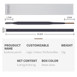 Lápiz de cejas de 0,5 g, ultrafino, de doble punta, de larga duración, maquillaje natural para cejas, gris, marrón, negro, café - Product Image 4