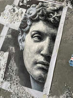 Classique personnage Statue Vintage David gris pierre marbre coupe à la main mosaïque murale Jet d'eau carreaux mur Puzzle Art marbre mosaïque