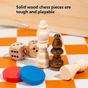 Doppio gioco da tavolo per bambini Set di scacchi Multi-funzionale in legno giocattolo educativo per il gioco da tavolo battaglie - Product Image 2