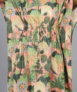 Vestido Kaftán Maxi de Algodón con Estampado de Pavo Real, Hecho a Mano en India, Ligero y Transpirable, para Playa o Resort, Estilo Boho para Mujer - Product Image 4