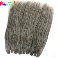 Patiya – Lot de mèches de cheveux humains brésiliens lisses, couleur gris naturel mélangé noir et poivre, vente en gros