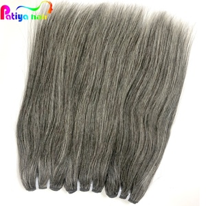 Patiya – Lot de mèches de cheveux humains brésiliens lisses, couleur gris naturel mélangé noir et poivre, vente en gros - Product Image 4