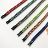 Cordón de poliéster trenzado redondo con patrón personalizado, con punta negra, duradero, lavable, para sudaderas y pantalones, venta al por mayor