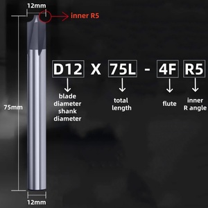 Graphite Internal R Angle <strong>PCD</strong> Diamond Coated Milling Cutter HRC75 Graphite Inner R <strong>End</strong> <strong>Mill</strong> for Carbon Fiber Composites - Product Image 6