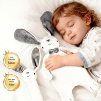 Vente en gros usine/OEM : Doudou apaisant lapin pour nouveau-né, jouet en peluche en polyester, unisexe, sûr pour la bouche