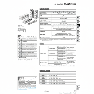 SMC Pneumatics Air Slide <b>Table</b> MXQ8-10BS - Product Image 1