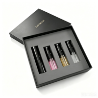 Boîtes cadeaux de luxe noires pour parfums avec pelliculage mat et logo doré estampé à chaud - Boîte d'emballage rigide pour cosmétiques avec insert en EVA pour chaussettes