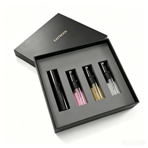 Luxury Black Perfume Gift Boxes with Hot Stamping Gold Logo - Rigid Cosmetic Packaging Box with EVA Insert - Product Image 2