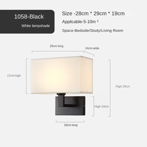 Lampade da Parete LED Moderne Semplici in Stile Americano, Controllo Touch, Luce Bianca Calda 3000K, Struttura in Ferro, Paralume in Tessuto, Dimmerabili, Alto CRI - Product Image 6