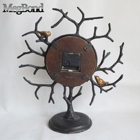 Horloge de bureau en bronze antique avec motif d'oiseau sur branche, style Art Déco, mouvement électronique à quartz, sonnerie horaire, affichage analogique, design personnalisé