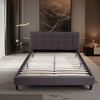 Cadre de lit en métal industriel California King avec sommier à lattes robuste pour grande villa, chambre principale, mobilier de maison