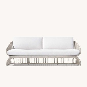 Terrazza esterna divano <span class=keywords><strong>giardino</strong></span> <span class=keywords><strong>bianco</strong></span> tessuto in rattan struttura in metallo divano <span class=keywords><strong>da</strong></span> esterno - Product Image 5