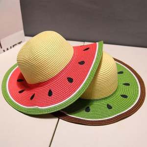 قبعة شمس للشاطئ بتصميم البطيخ مع قش - Product Image 1