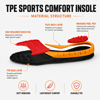 Semelles de sport personnalisées, durables, confortables, respirantes, anti-odeurs, avec soutien de la voûte plantaire, amorti, matériau TPE, absorbant la transpiration, unisexe
