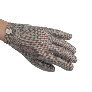Gants de sécurité anti-coupure en <span class=keywords><strong>maille</strong></span> métallique en acier inoxydable de qualité alimentaire avec poignet réglable et antidérapant EN388/ANSI Coupe 5 9 - Product Image 1