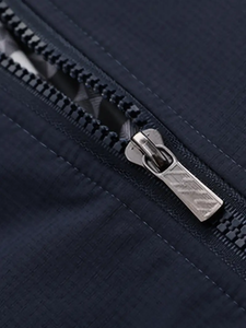 Dropshipping Veste décontractée à col montant pour hommes, 100% polyester, couleur unie, tissu tissé non extensible, coupe régulière, fermeture à glissière - Product Image 3