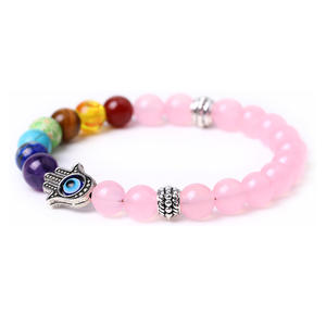 Bpiedra curativa de siete Chakras, cuentas de Fátima, pulsera de piedra de Palma de ojo - Product Image 6