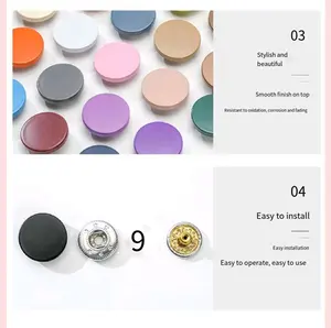 WYSE Wholesale Snaps Button Custom Logo Design Round Shape Children's Clothing Baked Lacquer Press Studs Metal Snap Buttons