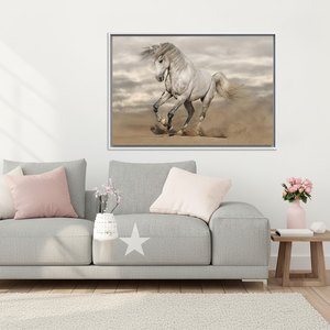 Elegant Equestrian <b>Canvas</b> Print: Custom Horse Artwork for Home,WHITE <b>FRAMED</b> <b>CANVAS</b> - Product Image 3