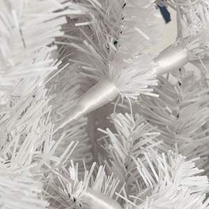 Sapin de Noël artificiel blanc mince pré-éclairé 7,5 pieds, lumières LED chaudes, design moderne, support métallique pliable, décoration intérieure pour les fêtes - Product Image 5