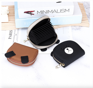 Porte-cartes Ando Bag en cuir de vachette véritable, portefeuille compact accordéon pour femme avec fermeture éclair - Product Image 5