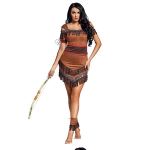 ชุดนักธนูสไตล์ชนเผ่า<span class=keywords><strong>โบ</strong></span>ราณสำหรับผู้หญิง แต่งขอบด้วยหนังกลับและพู่ห้อย พร้อมปลอกแขน สำหรับงานฮาโลวีนและงาน<span class=keywords><strong>คา</strong></span>ร์นิวัลเยอรมัน - Product Image 1