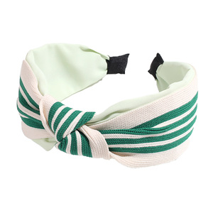 Diadema con nudo a <span class=keywords><strong>rayas</strong></span> de borde ancho retro elegante francés de moda transfronteriza salir casual 100 accesorios para el cabello - Product Image 5