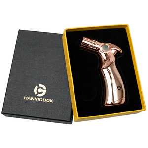 Encendedor de aleación de lujo de 4 antorchas, antorcha de chorro de cigarros de Metal para fumar, regalo de negocios, embalaje de logotipo elegante para uso en la cocina - Product Image 5