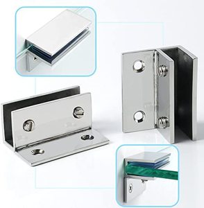 Giá đỡ kệ kính hình chữ nhật không khung có thể điều chỉnh với chân, kẹp chắc chắn, kẹp kệ bằng thép không gỉ SUS 304 mạ crôm - Product Image 4