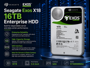 For Exos ST16000NM004J 16TB Enterprise Helium HDD, 3.5" SAS 12Gb/s Dual Port 7200RPM CMR Server <b>Hard</b> Disk <b>Drive</b> Genuine Seagate - Product Image 2