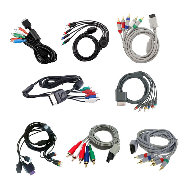 Composite Audio Video AV Cable Cord for Wii/Wii U/PS2/PS3/PS5/Xbox 360 Slim HD TV RCA Component Cord Cable