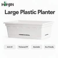 Kotak Penanam Plastik Persegi Panjang PP Anti-UV Besar Dapat Ditumpuk Pot Bunga Grosir Wadah Kebun Persemaian Dengan Drainase