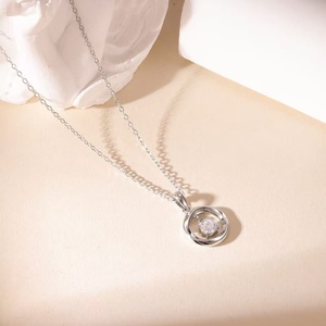 Women's Trendy Stainless Steel 18K Gold Plated Mobius Hollow <b>Ring</b> Pendant <b>Necklace</b> Zircon Dangle Geometric Shape - Product Image 2