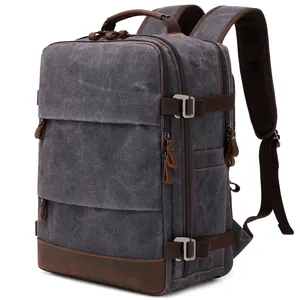 Nerrlion Custom Color Outdoor Travel Laptop Vintage Retro Waterproof Bag Back Pack Crazy Horse Leather Canvas Backpack For Men