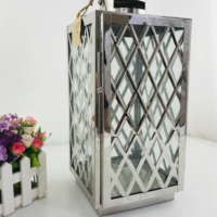 Festival classique luxe Ramadan maison décoration européenne extérieure lanterne en acier inoxydable verre chauffe-plat bougeoir