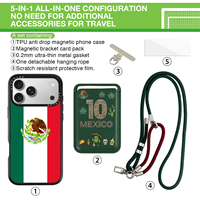 Ensemble de coques de téléphone magnétiques imprimables en TPU et PC anti-jaunissement avec lanière bandoulière, pour iPhone OEM, fournisseur de cadeaux pour événements sportifs de football 5 en 1
