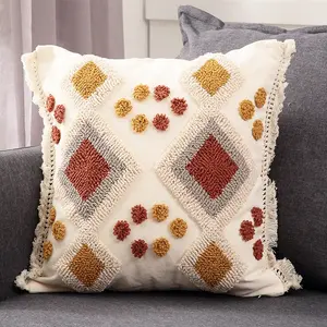 New Bohemian tufted pillow case tassel cushion cover moroccan pillow boho pillow covers for home decoration