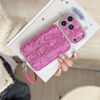 Coque de téléphone avec sangle effet peau de serpent antichoc pour iPhone