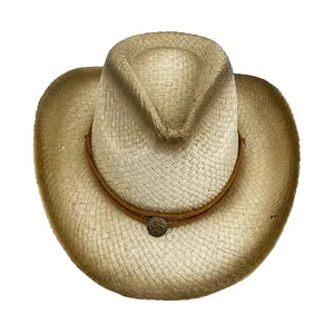 Chapeau de paille de Cowboy de Style occidental classique, chapeau de plage en papier à large bord 100%