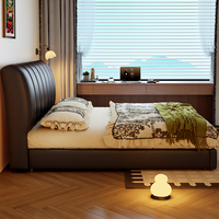 Lit de rangement moderne en cuir noir avec vérin hydraulique et tiroirs latéraux - Cadre de lit Queen rembourré de luxe - Vente en gros