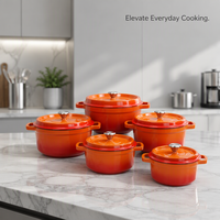 Cocotte en fonte émaillée Joho, gamme de casseroles rondes de 20 cm et 32 cm, six couleurs, vente en gros, OEM, ODM, fournisseur d'usine