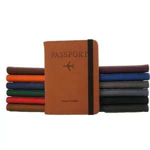 حقيبة جواز السفر حقيبة حامل البطاقات مع الشعار حقيبة حماية جواز السفر من الجلد