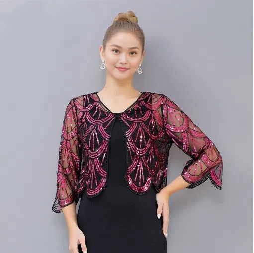 Sequin Embellished Sleeve Short Bolero Cardigan Elegant Cover-Up for Qipao  and Evening Dresses| Alibaba.com