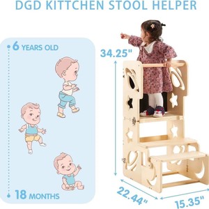 Childrens 3 In 1 Wooden Learning Tower With Chalkboard And <b>Step</b> <b>Stool</b> For Toddlers Montessori Climbing Chair - Product Image 3