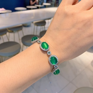 Fashion Jewelry Eco-friendly <b>Copper</b> Green Chalcedony Cubic Zirconia Fine Jewelry Bracelets <b>Bangles</b> for Feminine Premium Gift - Product Image 3
