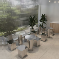 Ensemble table et chaises rondes en acier inoxydable, style minimaliste moderne, pour café, salon, chambre et mobilier de bar commercial