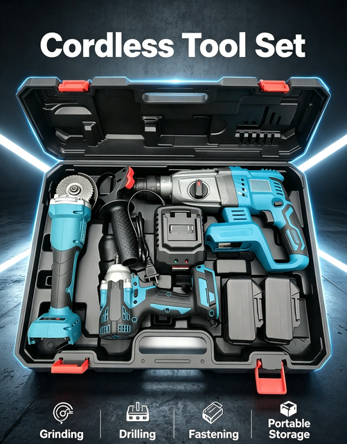High Quality 21v Brushless Rechargeable Lithium Battery Electric Drill Wrench Drilling Cutting Machine Power Tool Set