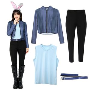 Costume d'officier Judy de Zootopia pour femme adulte, ensemble de tenue de fête d'Halloween, veste, pantalon, ceinture - Product Image 5