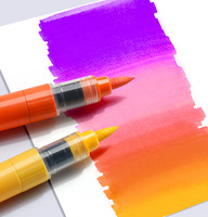 Enmark – Nouveau Set de 36/48 Marqueurs Liquides à Pointe Souple pour Étudiants, Couleurs Superposables sans Interférence, Stylo Pliant en Trois pour l'Art et l'Aquarelle