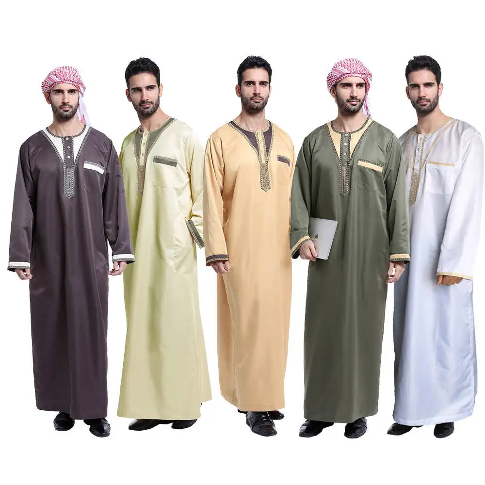 オマーンローブエレガントな男性ピュアホワイトイスラム教徒アバヤサウジアラブトーブクラシックスタイル中東イスラム服